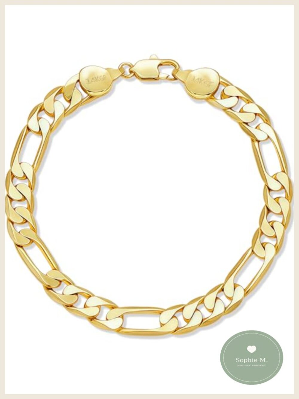 6mm Gold Plated Figaro Link Bracelet Unisex Gift Box